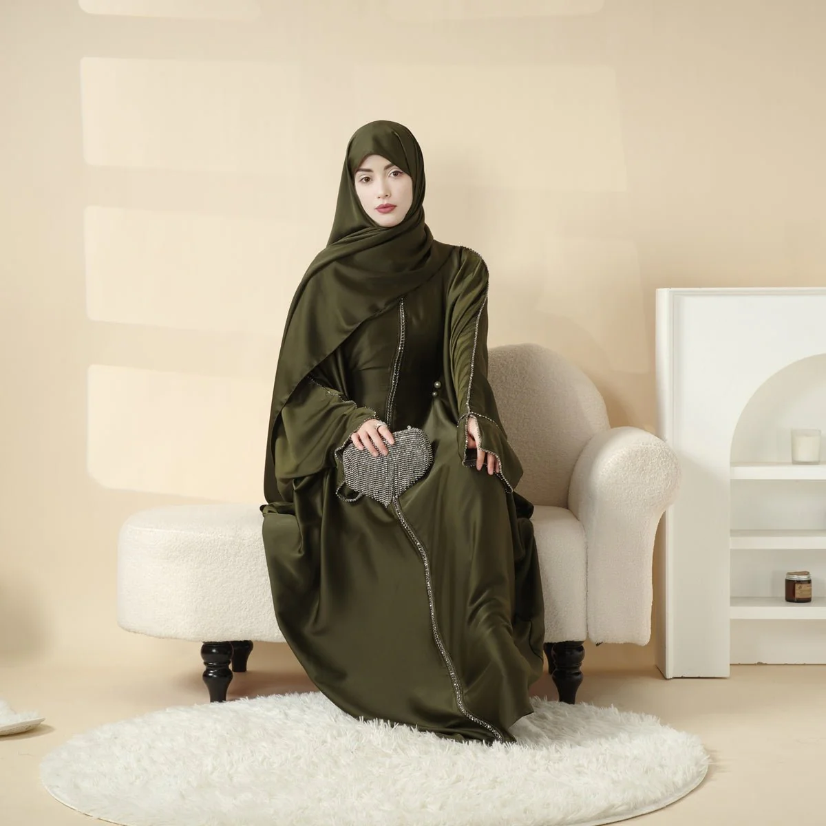 Batwing Abaya With Matching Hijab | Batwing Sleeve Abaya (MA041) - Image 10