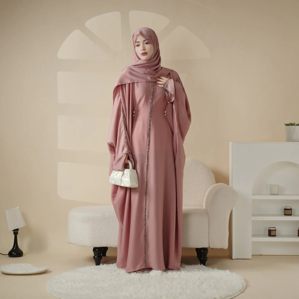 Batwing Abaya With Matching Hijab | Batwing Sleeve Abaya (MA041) - Image 5