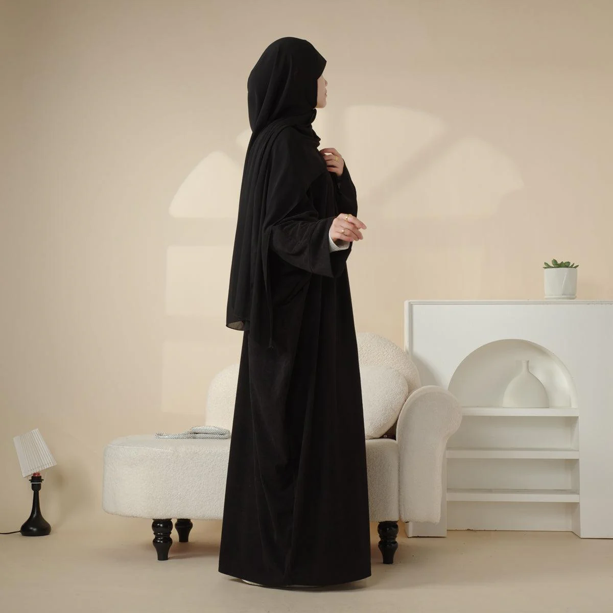 Corduroy Cardigan Open Abaya (MOA028) - Image 10