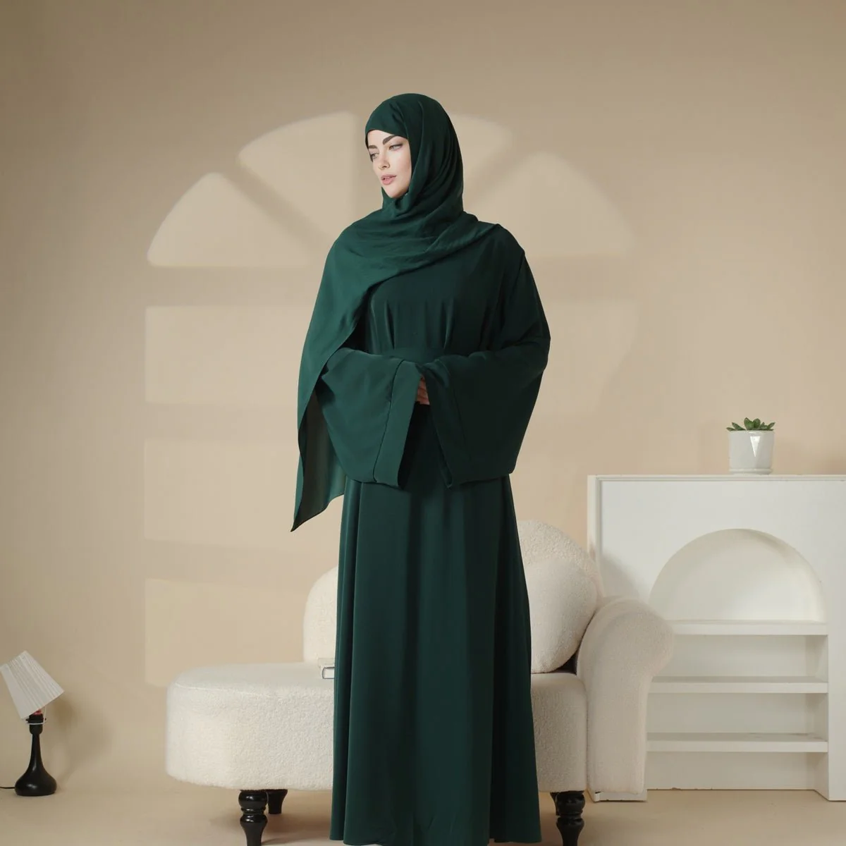 Elegant Solid Color Abaya For Muslimahs (MA036) - Image 4