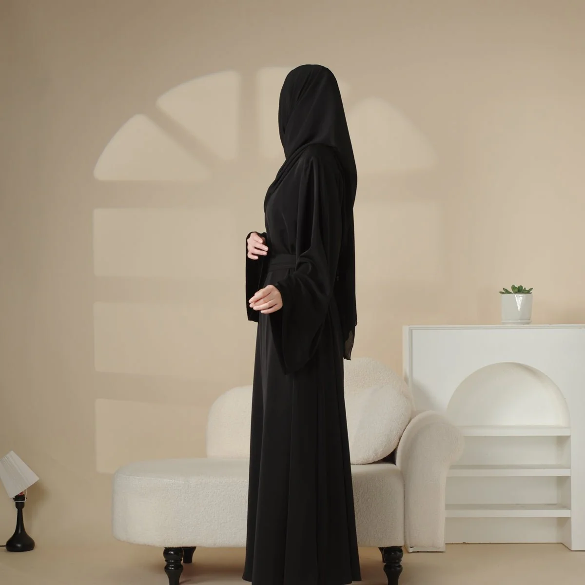 Elegant Solid Color Abaya For Muslimahs (MA036) - Image 8