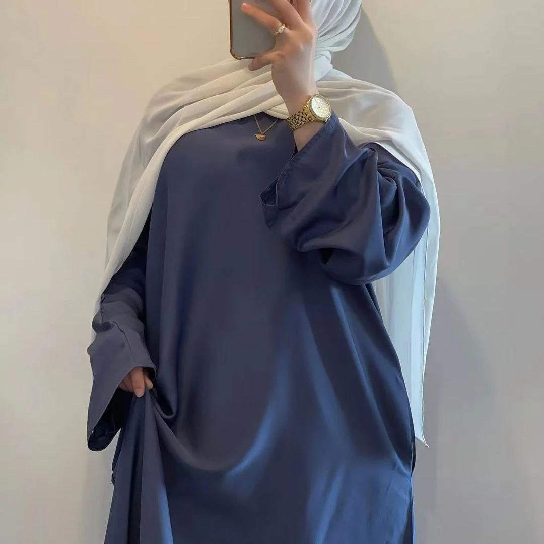 Satin Double Pocket Concealed Button Plain Abaya (MA030) - Image 13