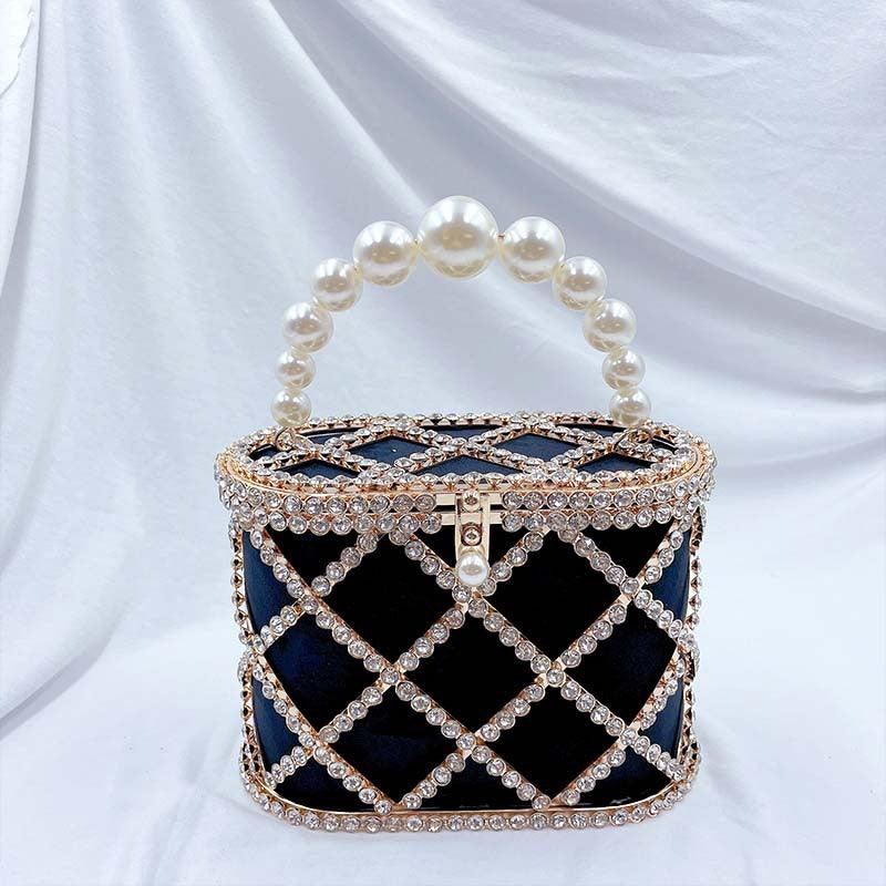 MAC022 Stylish Pearl Diagonal Span Basket Bag - Image 6