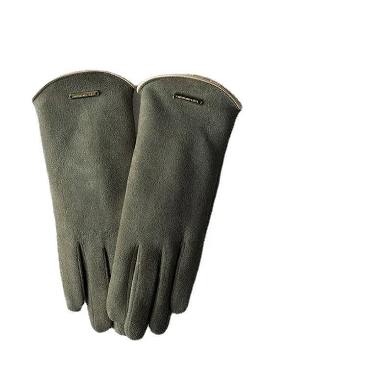 MAC058 Unisex Suede Touch Screen Gloves Faux Fur Lined Winter Warm - Image 4