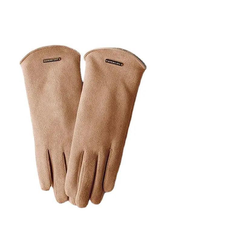 MAC058 Unisex Suede Touch Screen Gloves Faux Fur Lined Winter Warm - Image 5