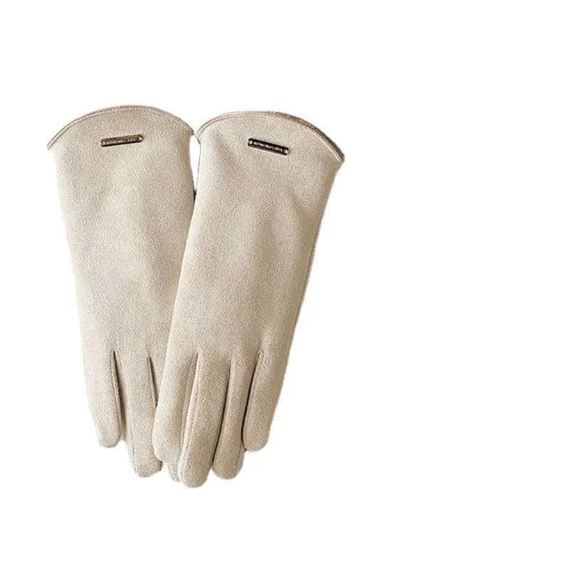 MAC058 Unisex Suede Touch Screen Gloves Faux Fur Lined Winter Warm - Image 8