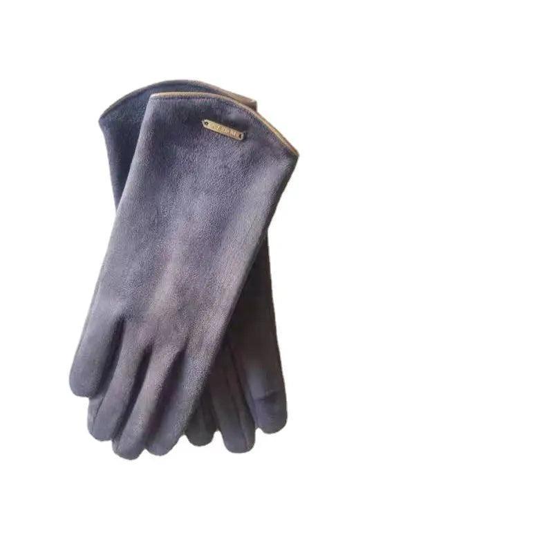 MAC058 Unisex Suede Touch Screen Gloves Faux Fur Lined Winter Warm - Image 9