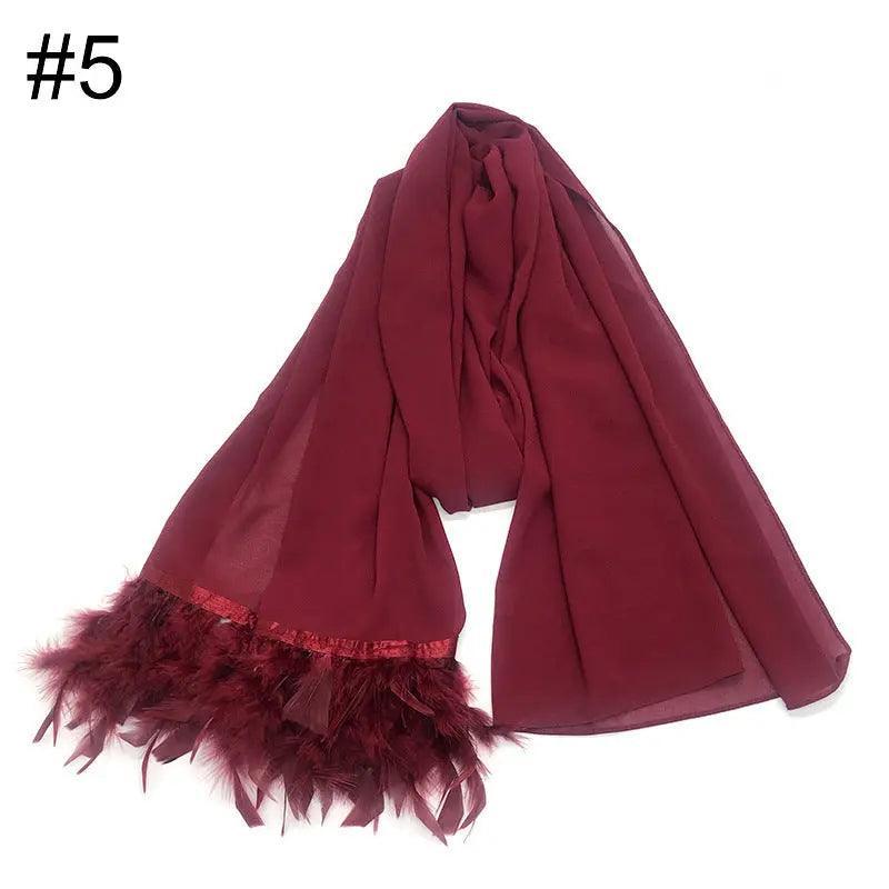 Chiffon Scarves Feather Scarf Hijab (MH039) - Image 10