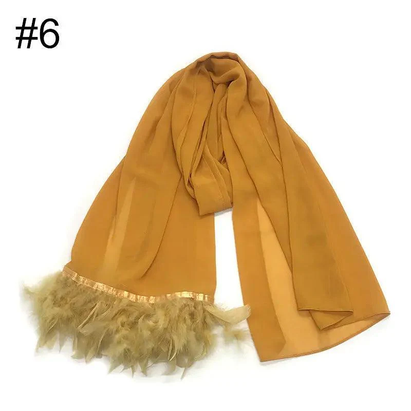 Chiffon Scarves Feather Scarf Hijab (MH039) - Image 11