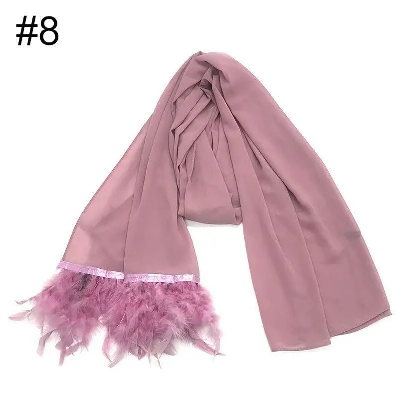 Chiffon Scarves Feather Scarf Hijab (MH039) - Image 13