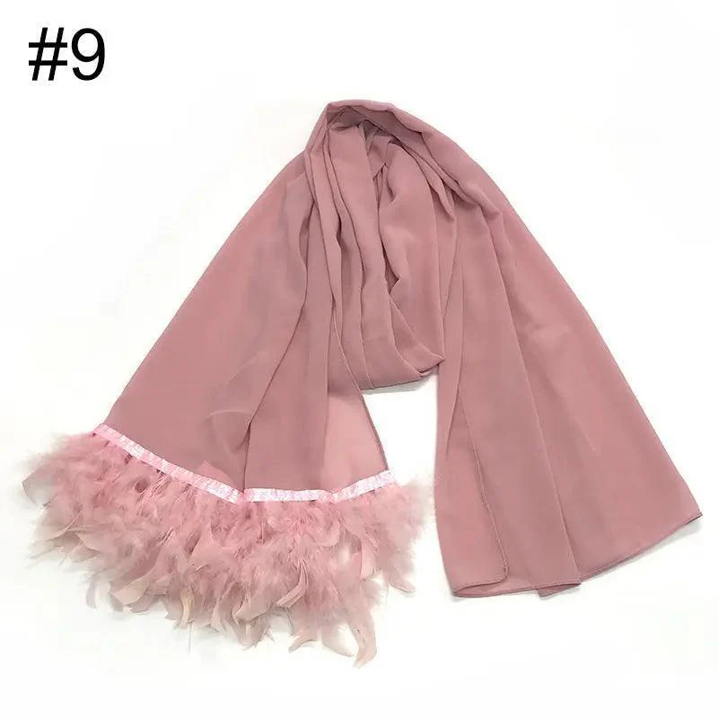 Chiffon Scarves Feather Scarf Hijab (MH039) - Image 14