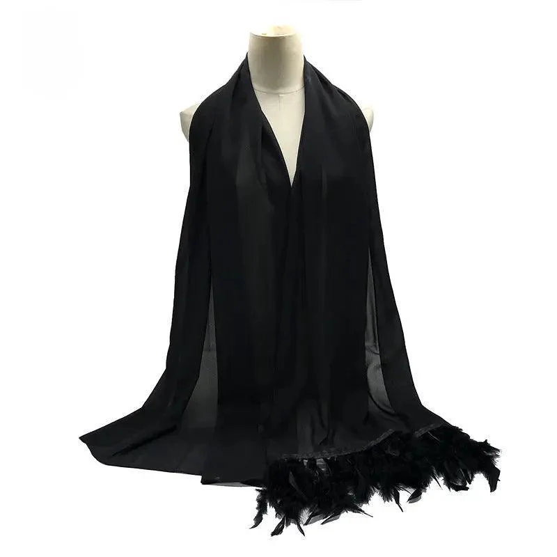 Chiffon Scarves Feather Scarf Hijab (MH039) - Image 4