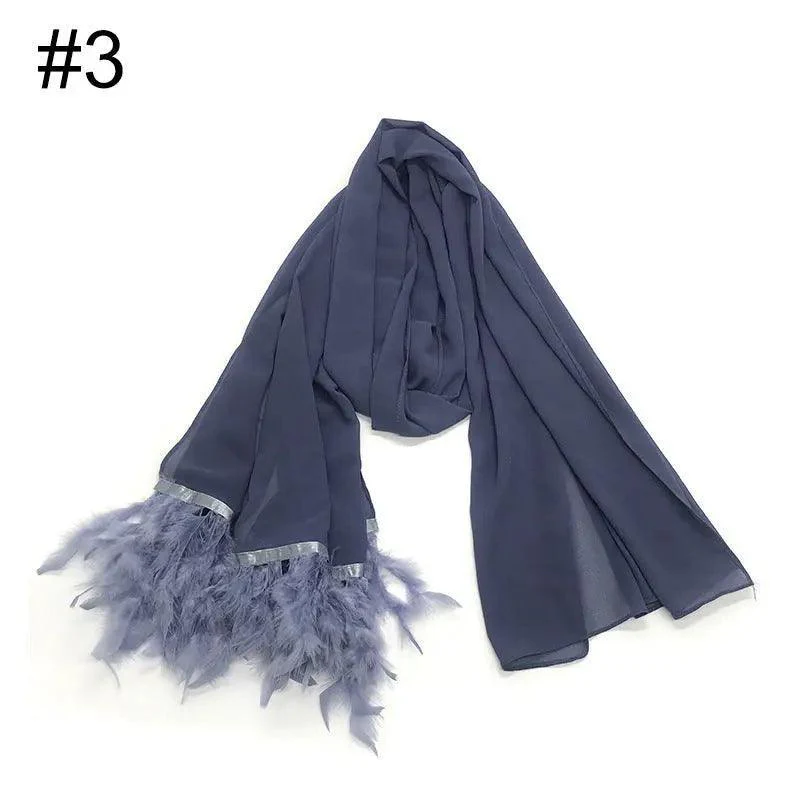 Chiffon Scarves Feather Scarf Hijab (MH039) - Image 8