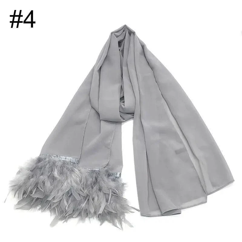 Chiffon Scarves Feather Scarf Hijab (MH039) - Image 9