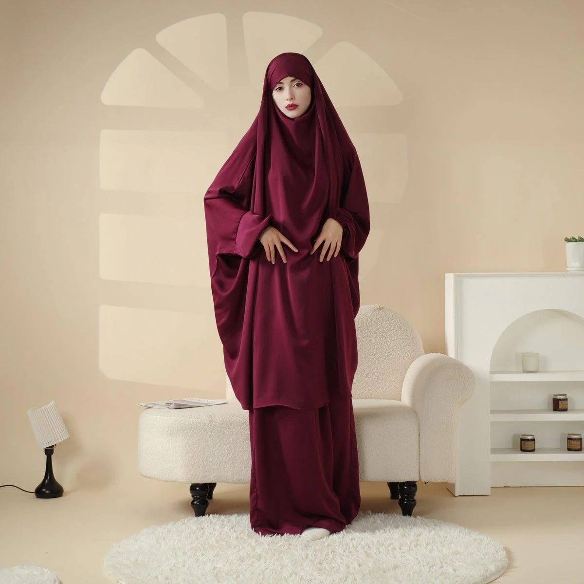 MJ008  Nida Fabric 2-Piece Set Jilbab - Image 9