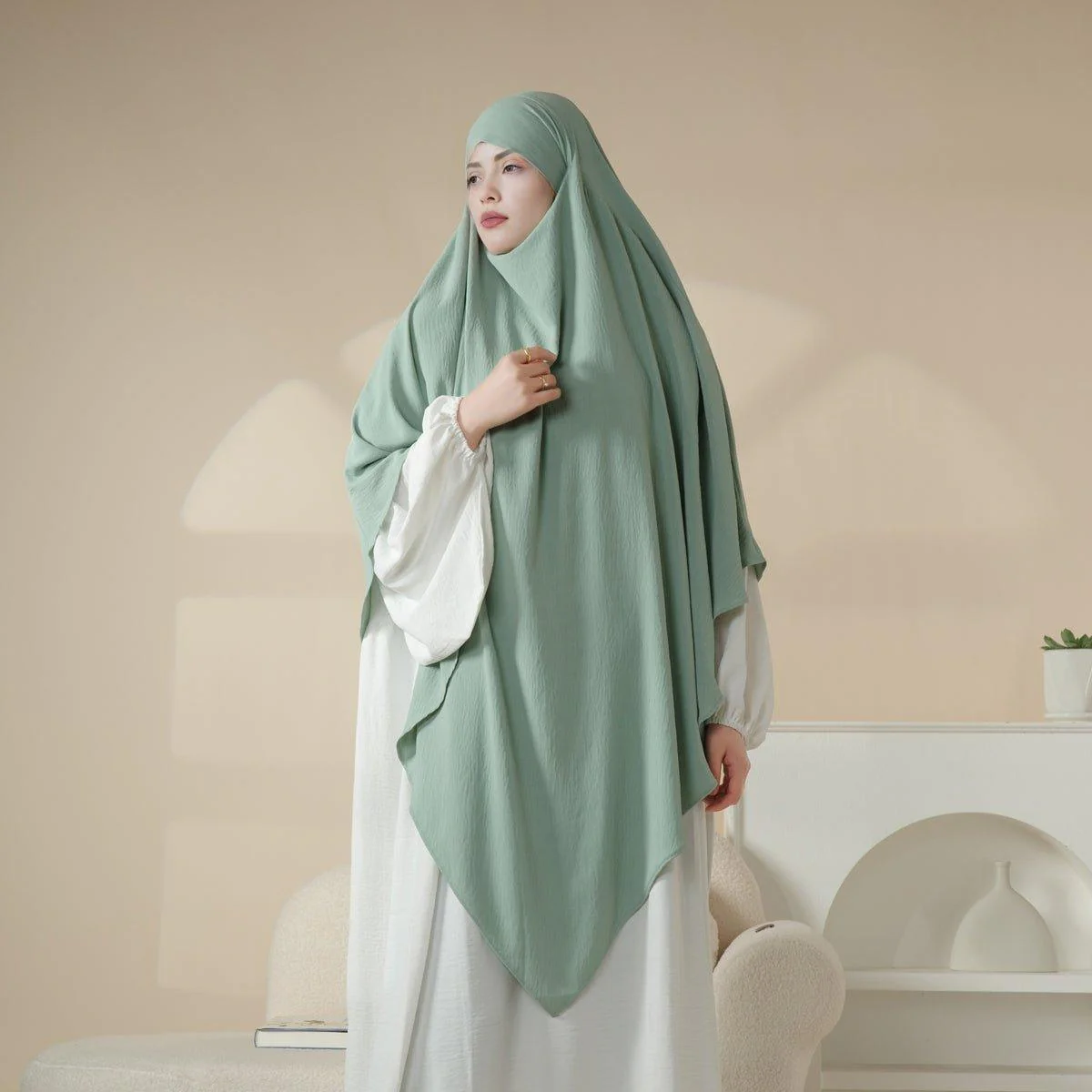 MK005 Crepe One Layer Khimar - Image 10