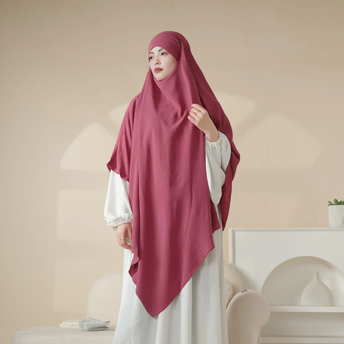 MK005 Crepe One Layer Khimar - Image 15