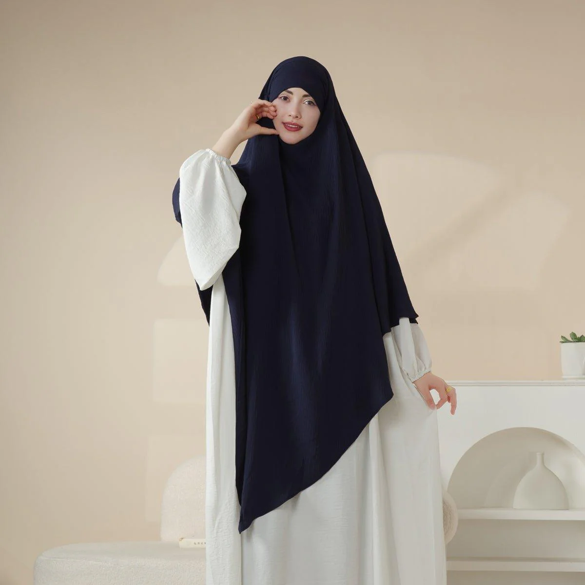 MK005 Crepe One Layer Khimar - Image 9
