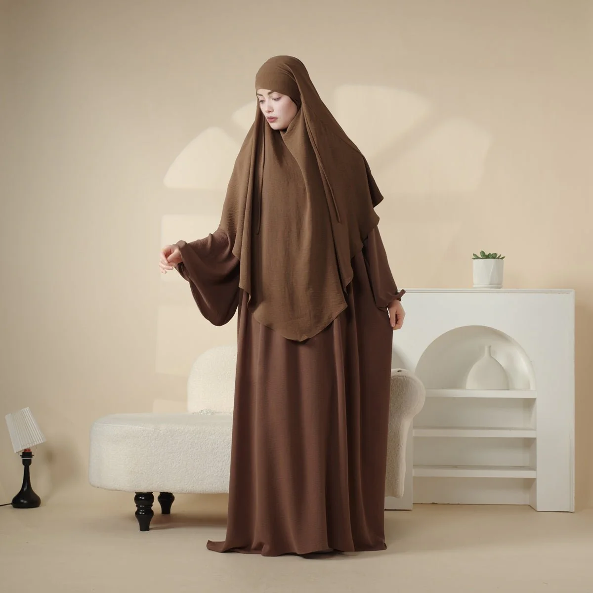 Elegant 2-Piece Crepe Abaya & Khimar Set (MK008) - Image 13