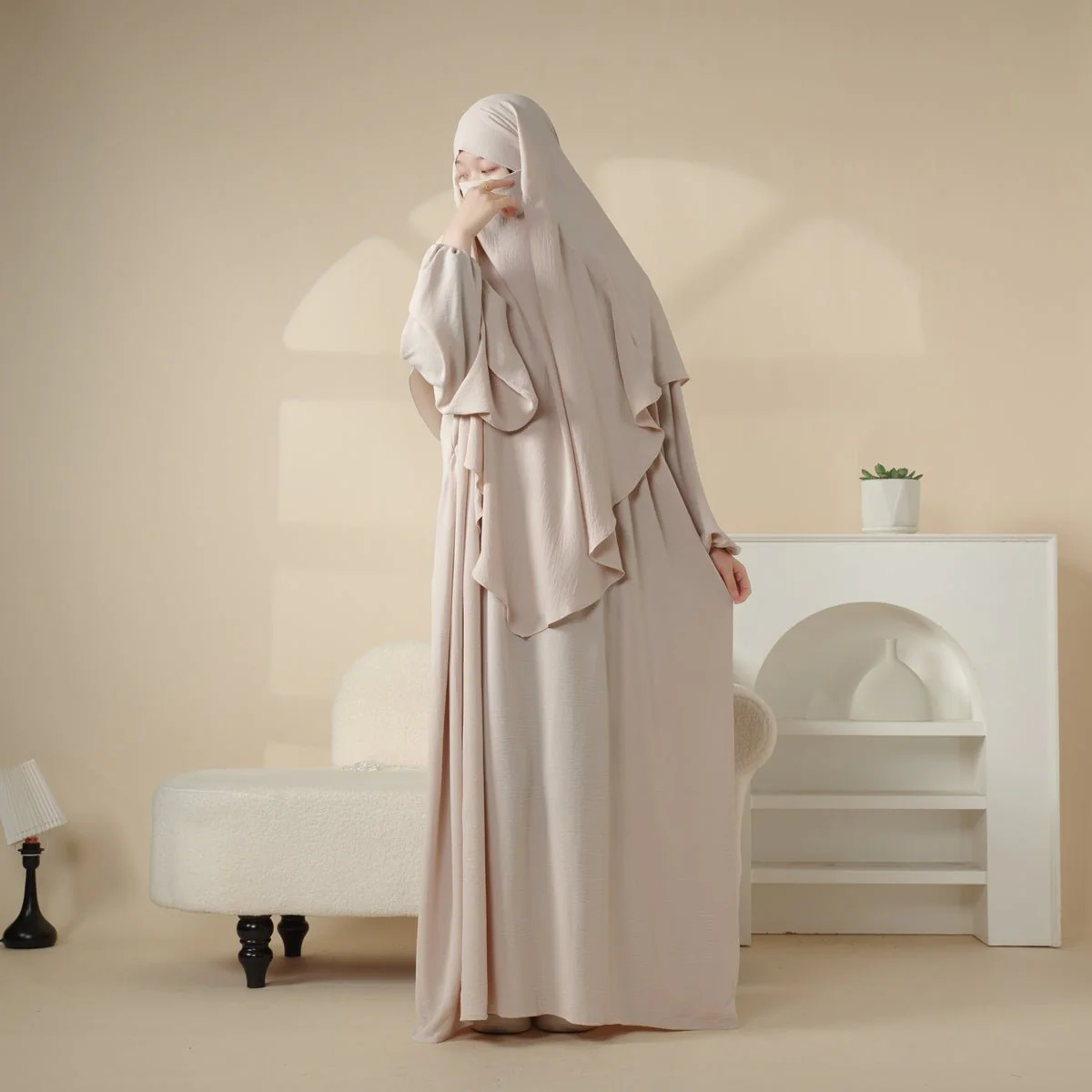 Elegant 2-Piece Crepe Abaya & Khimar Set (MK008) - Image 15