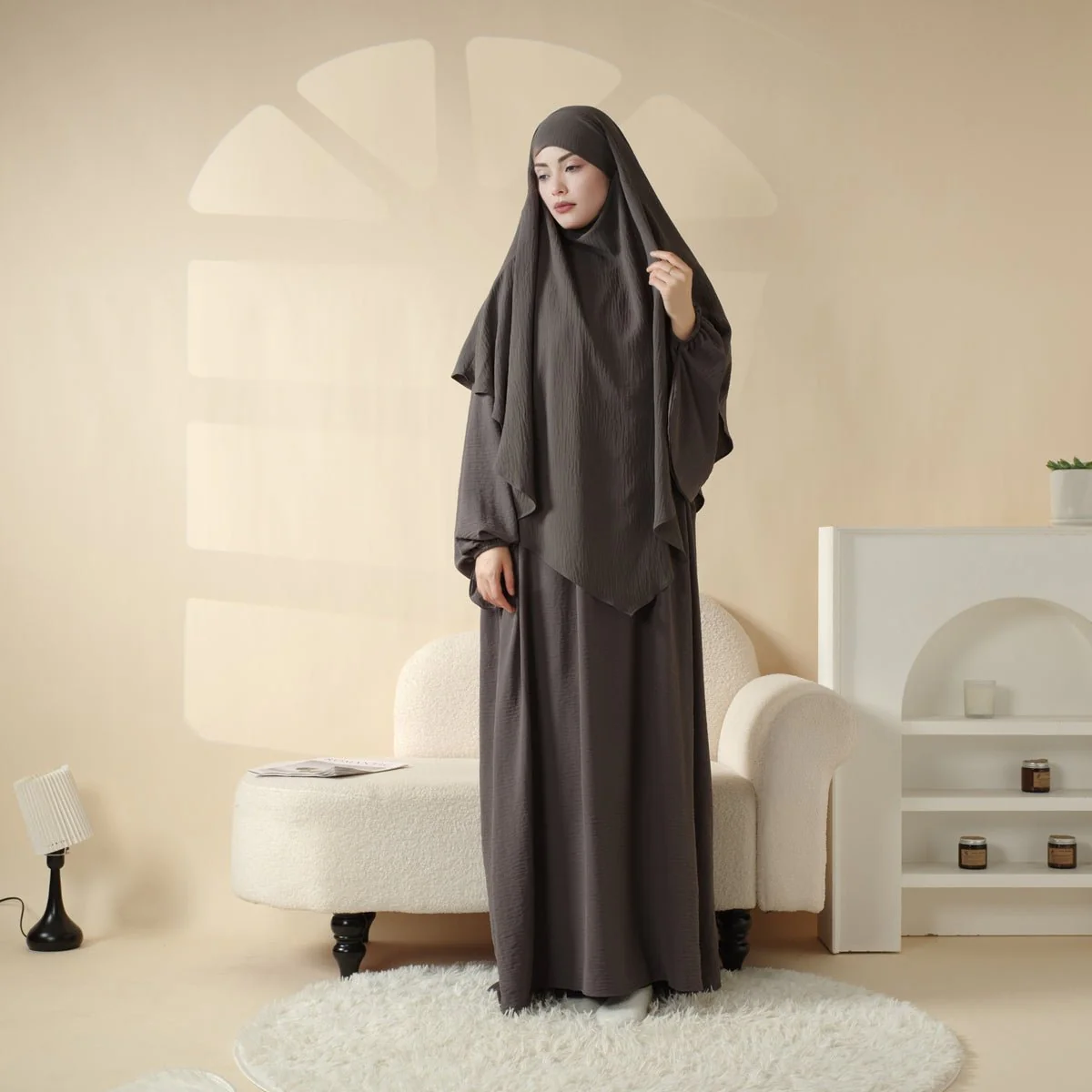 Elegant 2-Piece Crepe Abaya & Khimar Set (MK008) - Image 19