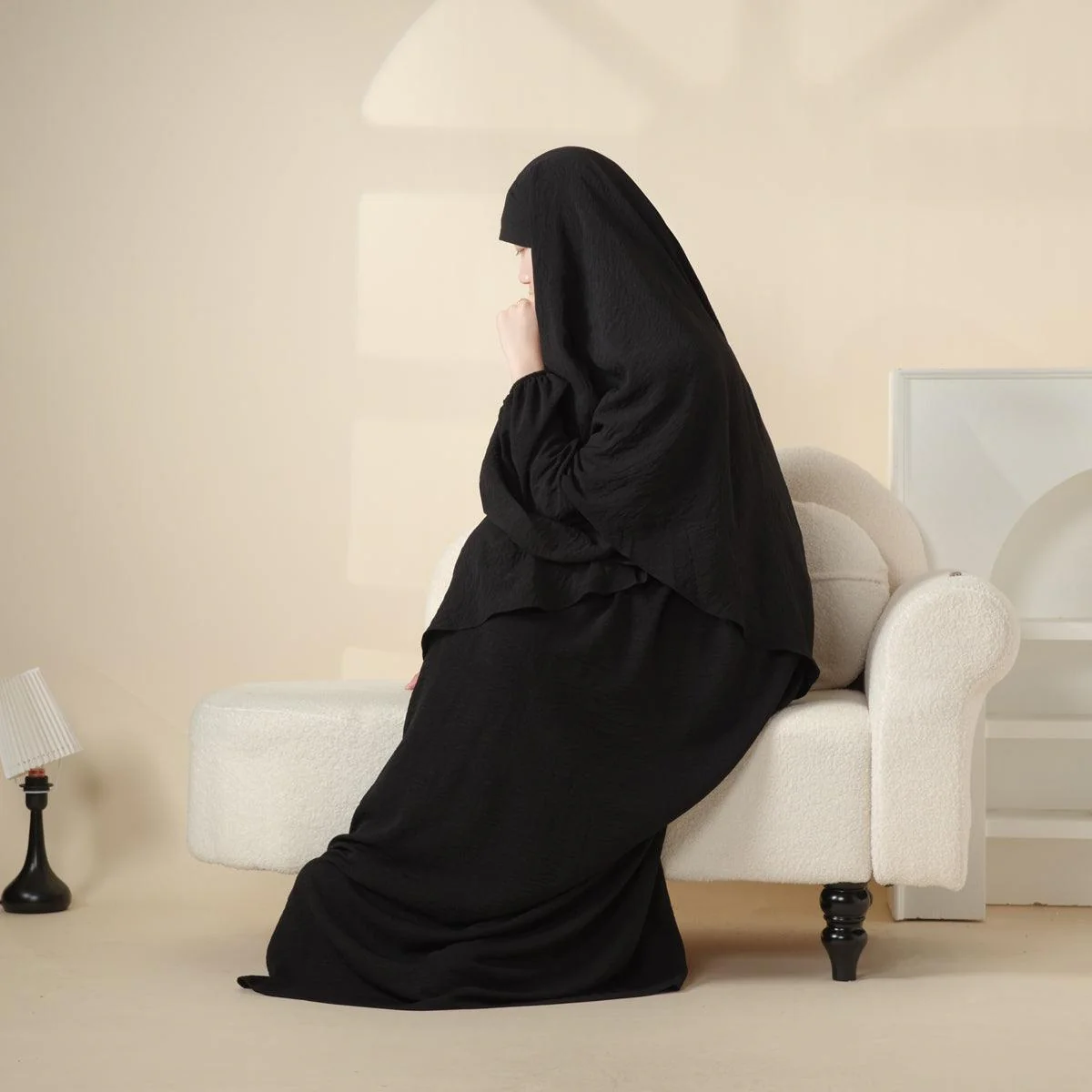 Elegant 2-Piece Crepe Abaya & Khimar Set (MK008) - Image 4