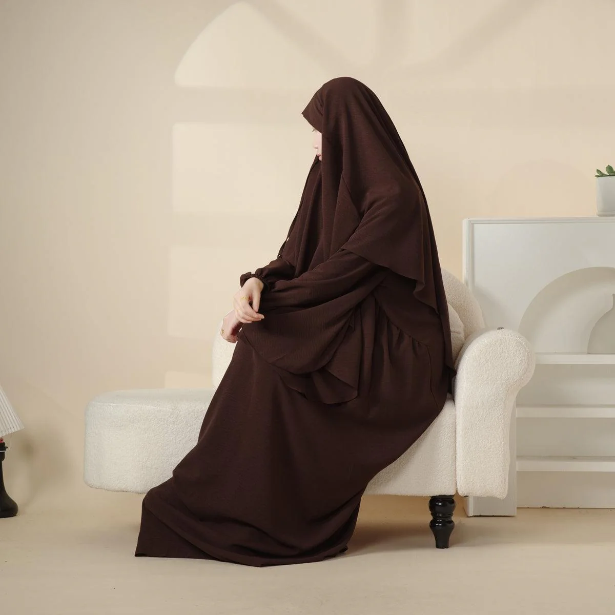 Elegant 2-Piece Crepe Abaya & Khimar Set (MK008) - Image 5