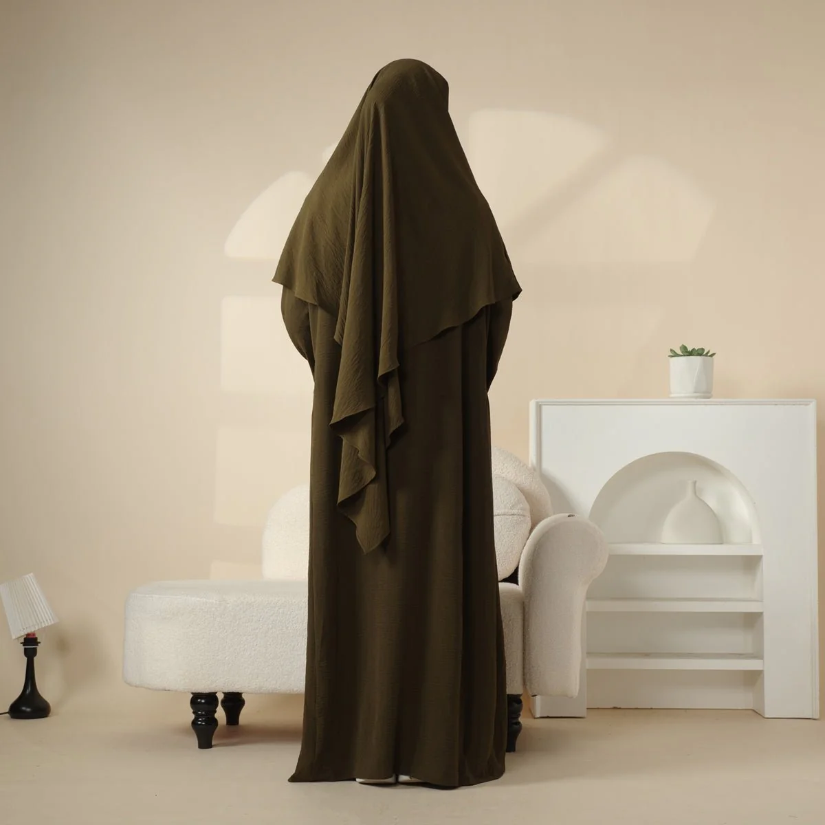 Elegant 2-Piece Crepe Abaya & Khimar Set (MK008) - Image 7