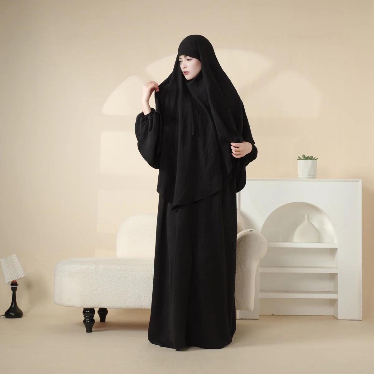 Elegant 2-Piece Crepe Abaya & Khimar Set (MK008) - Image 8