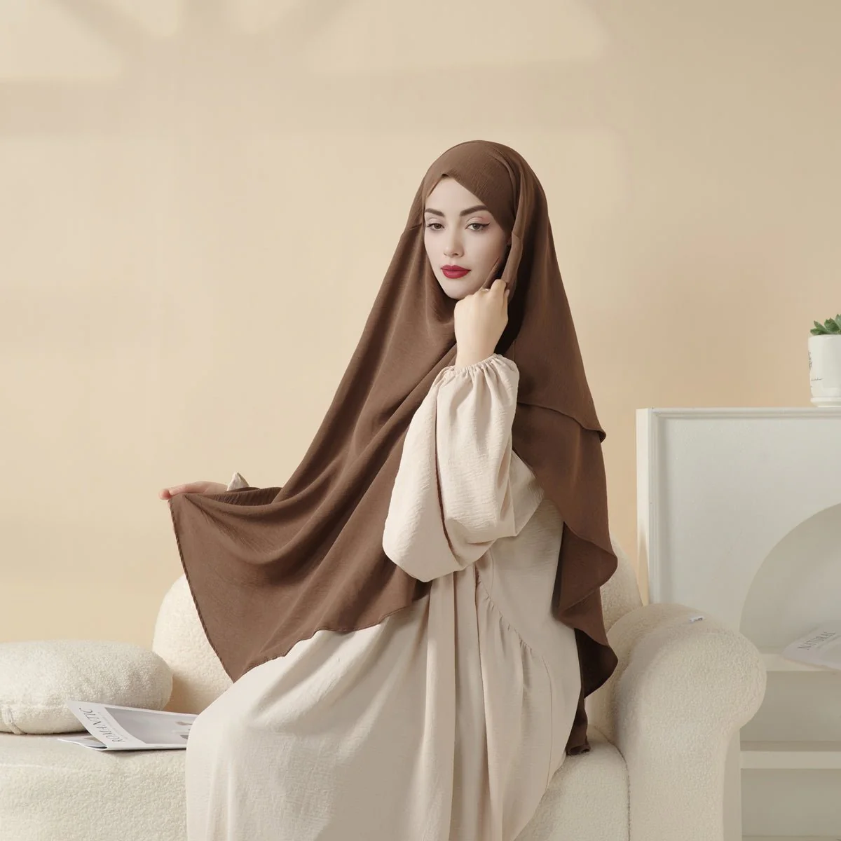 New Two-Layer Crepe Khimar (MK010) - Image 15