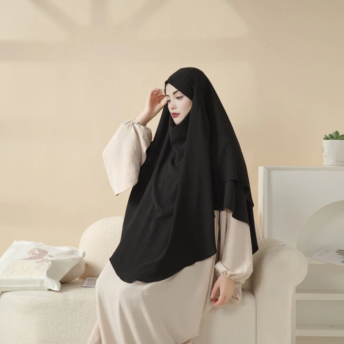 New Two-Layer Crepe Khimar (MK010) - Image 25