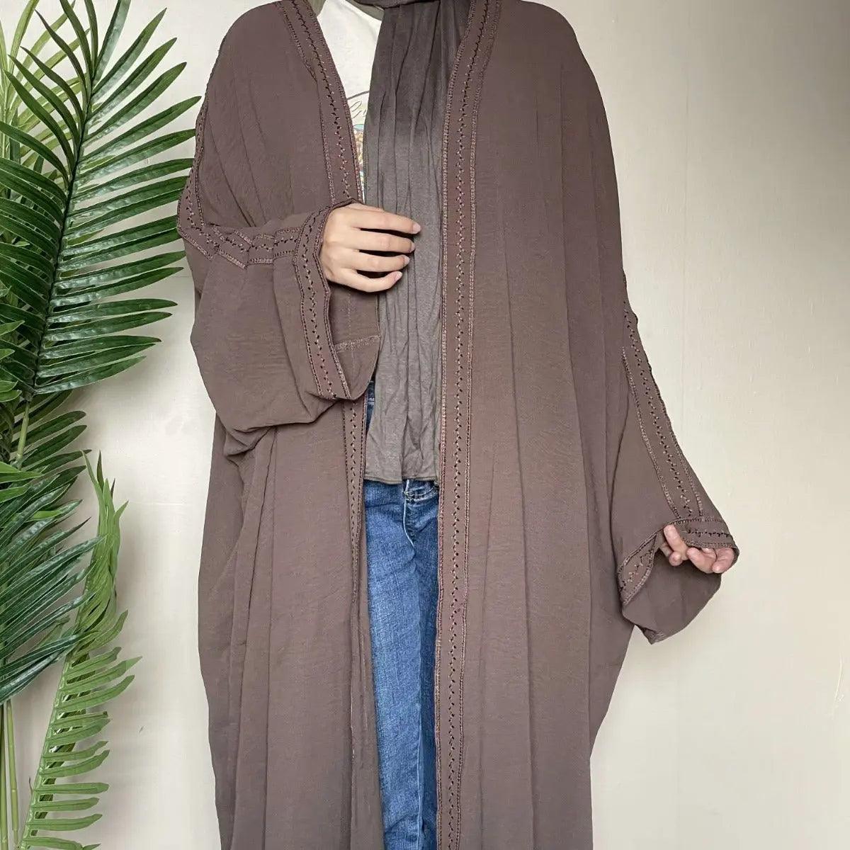 Batwing Sleeve Embroidered Open Abaya (MOA015) - Image 10