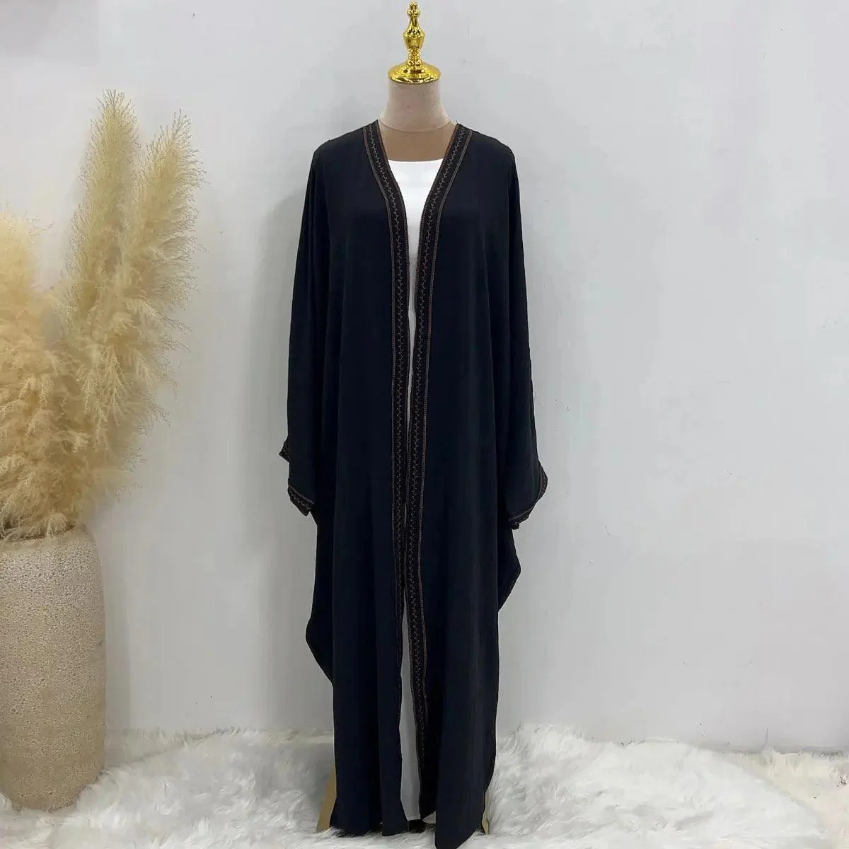 Batwing Sleeve Embroidered Open Abaya (MOA015) - Image 17
