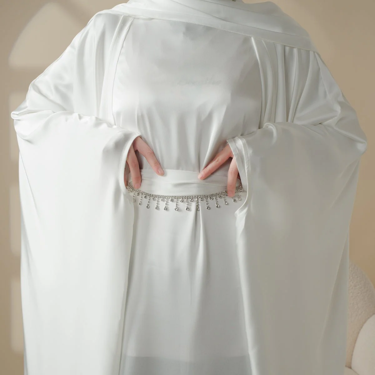 5-Piece Set Butterfly Abaya With Niqab, Loose Full Cover Satin Abaya (MOA019) - Image 5