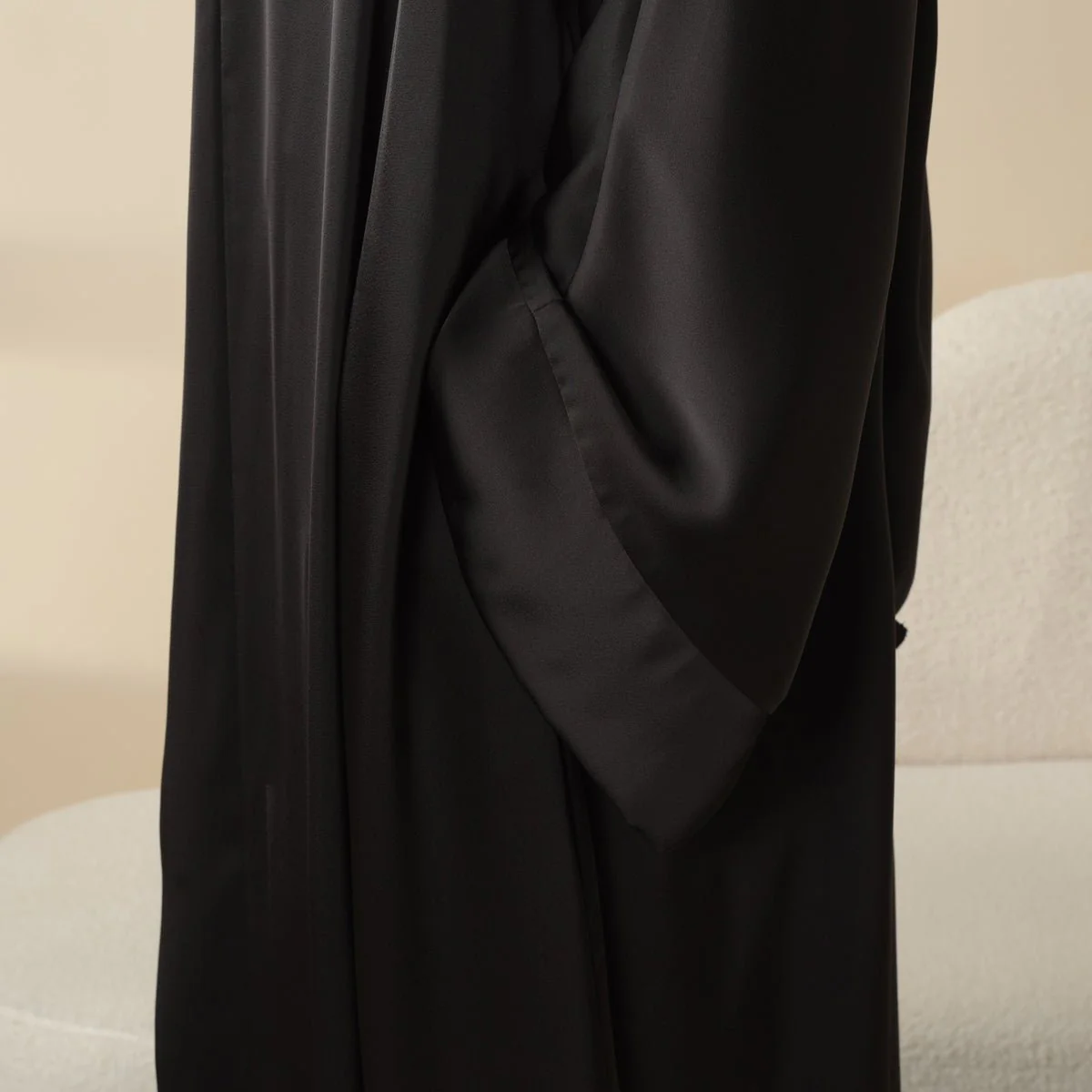 Luxury Satin Modest Abaya Set 4-Piece – Elegant Open Abaya, Top, Pants & Matching Hijab(MOA034) - Image 17