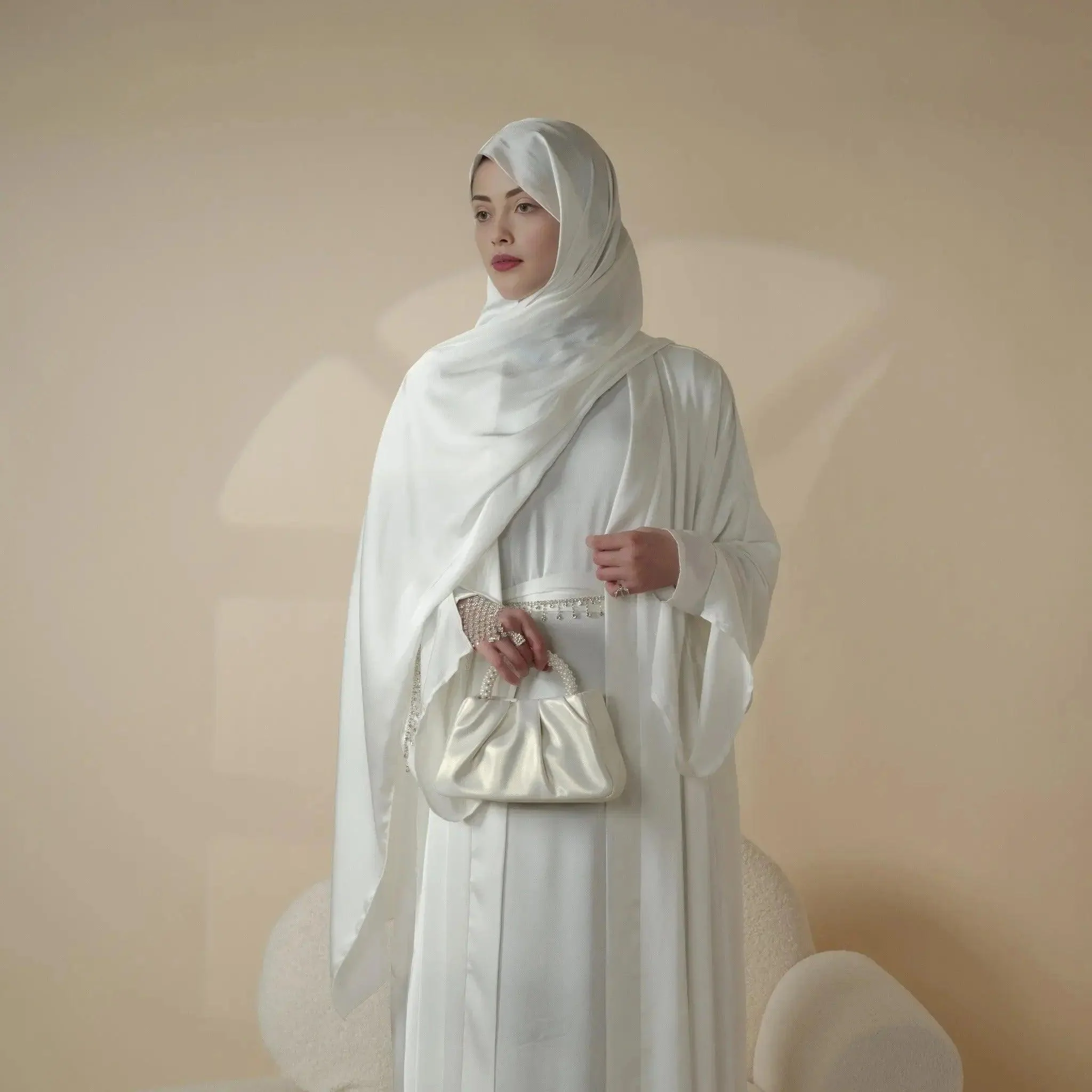 Luxury Satin Abaya With Diamond Tassels Belt,  6-Piece Set (MOA041) - Image 17