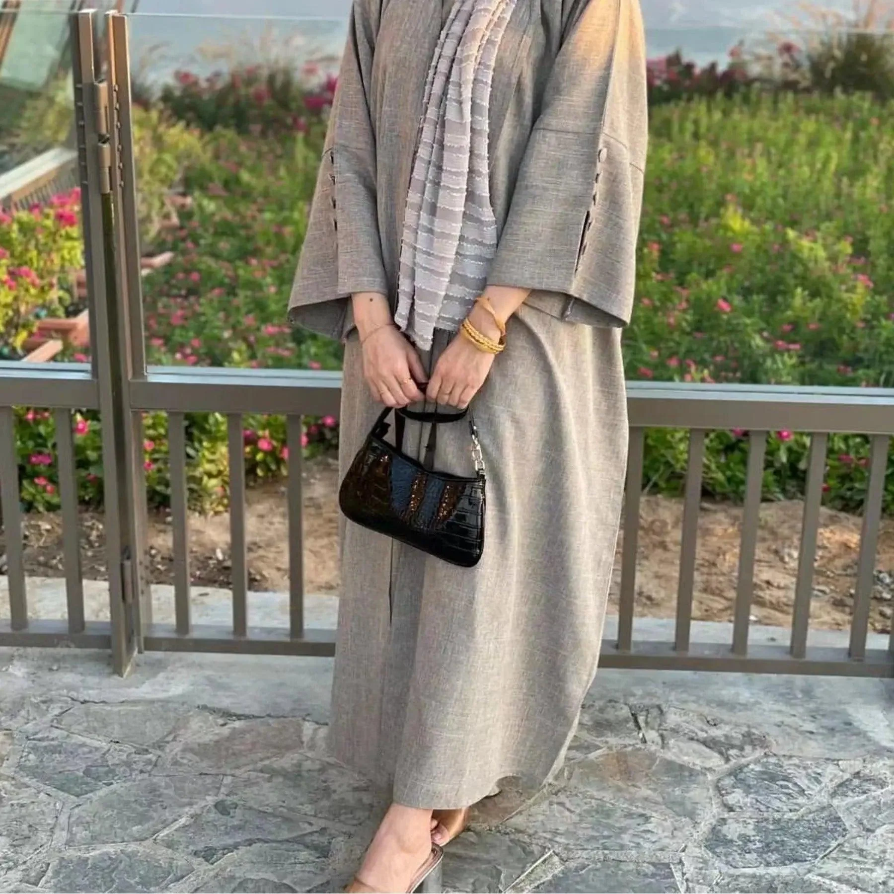 Linen Cardigan Open Abaya (MOA042) - Image 3