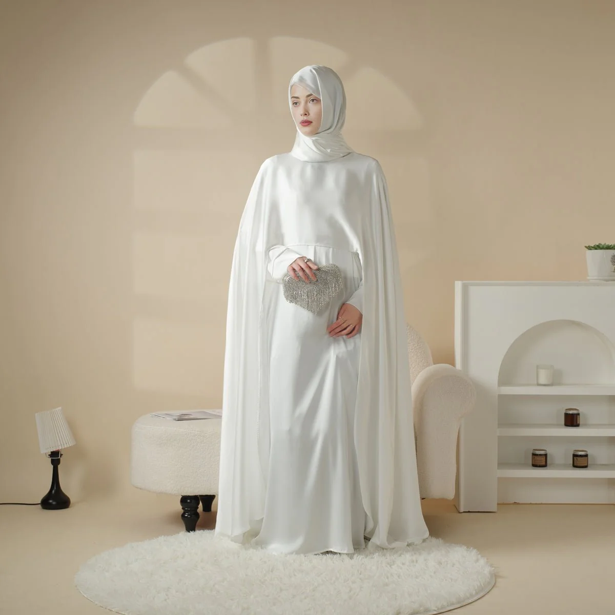 Luxury Wedding Abaya 3-Piece Bridal Abaya Set (MOA044) - Image 13