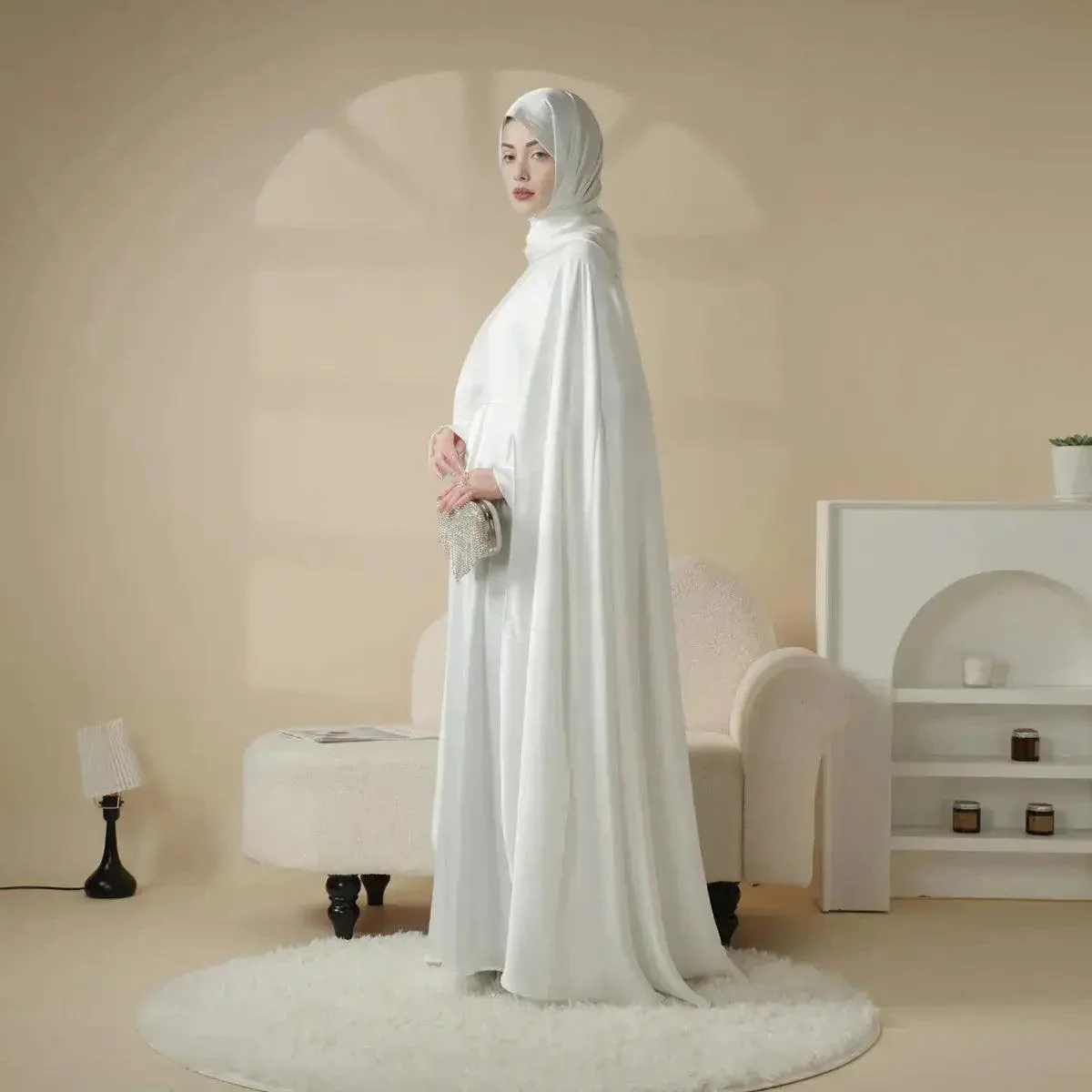 Luxury Wedding Abaya 3-Piece Bridal Abaya Set (MOA044) - Image 5