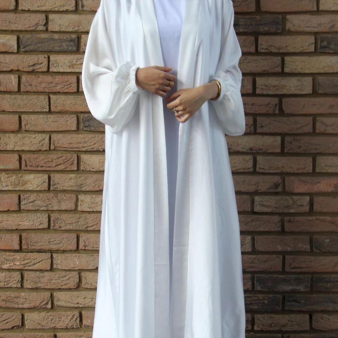 Satin Bunched Sleeve Open Abaya (MOA048) - Image 16