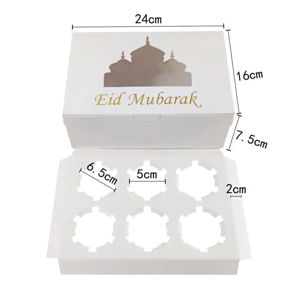 MR017 EID Mubarak Cupcake Box , Gift Box 6 holes - Image 4