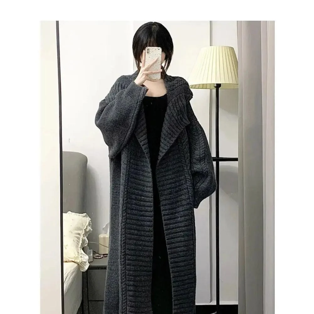 MS002 Open Front Long Sleeve Loose Sweater Cardigan Coats - Image 7