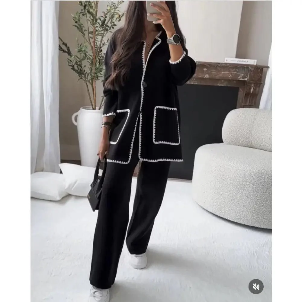 MS004  Fall Chunky Knit Cardigan Sweaters Casual Open Front Set - Image 12