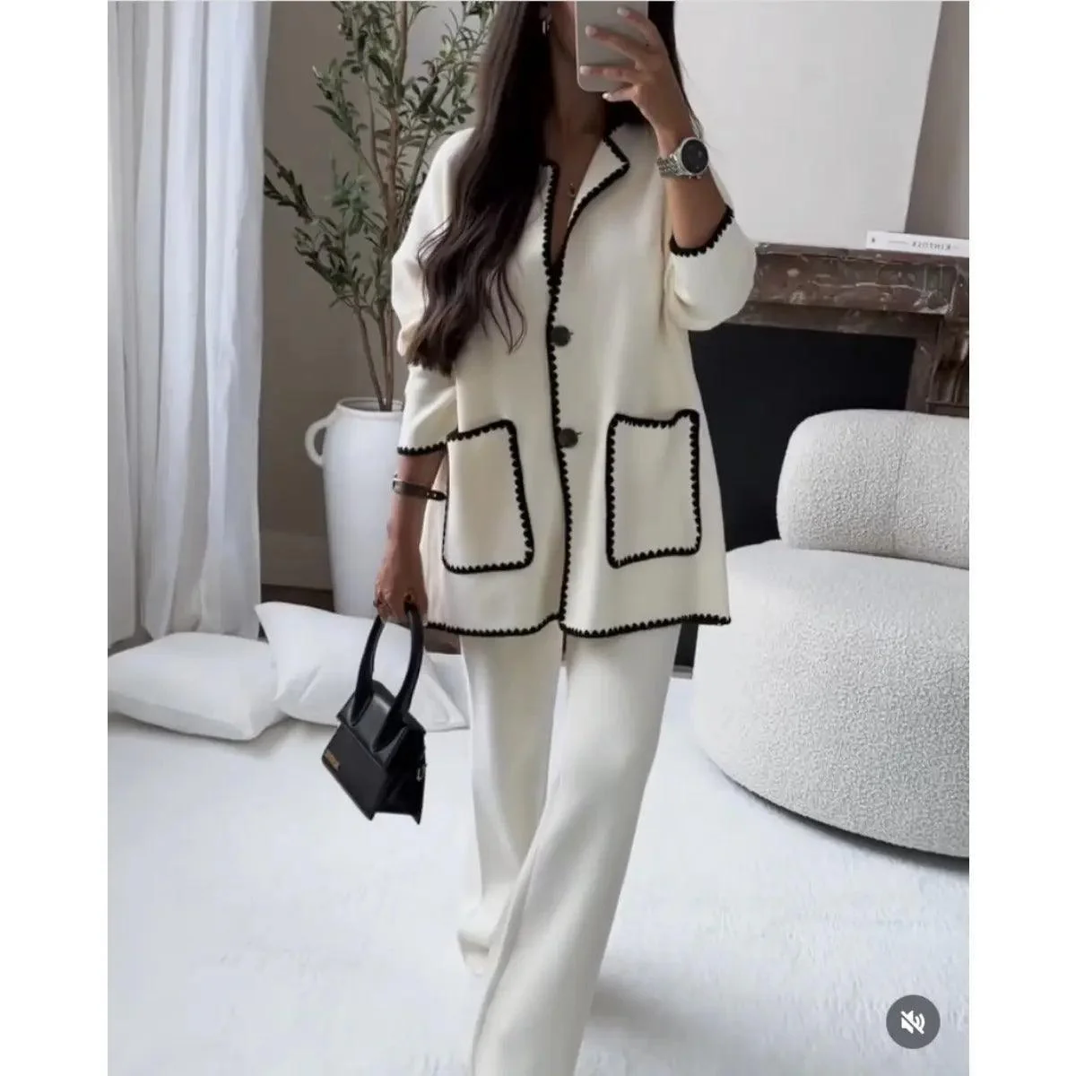 MS004  Fall Chunky Knit Cardigan Sweaters Casual Open Front Set - Image 7