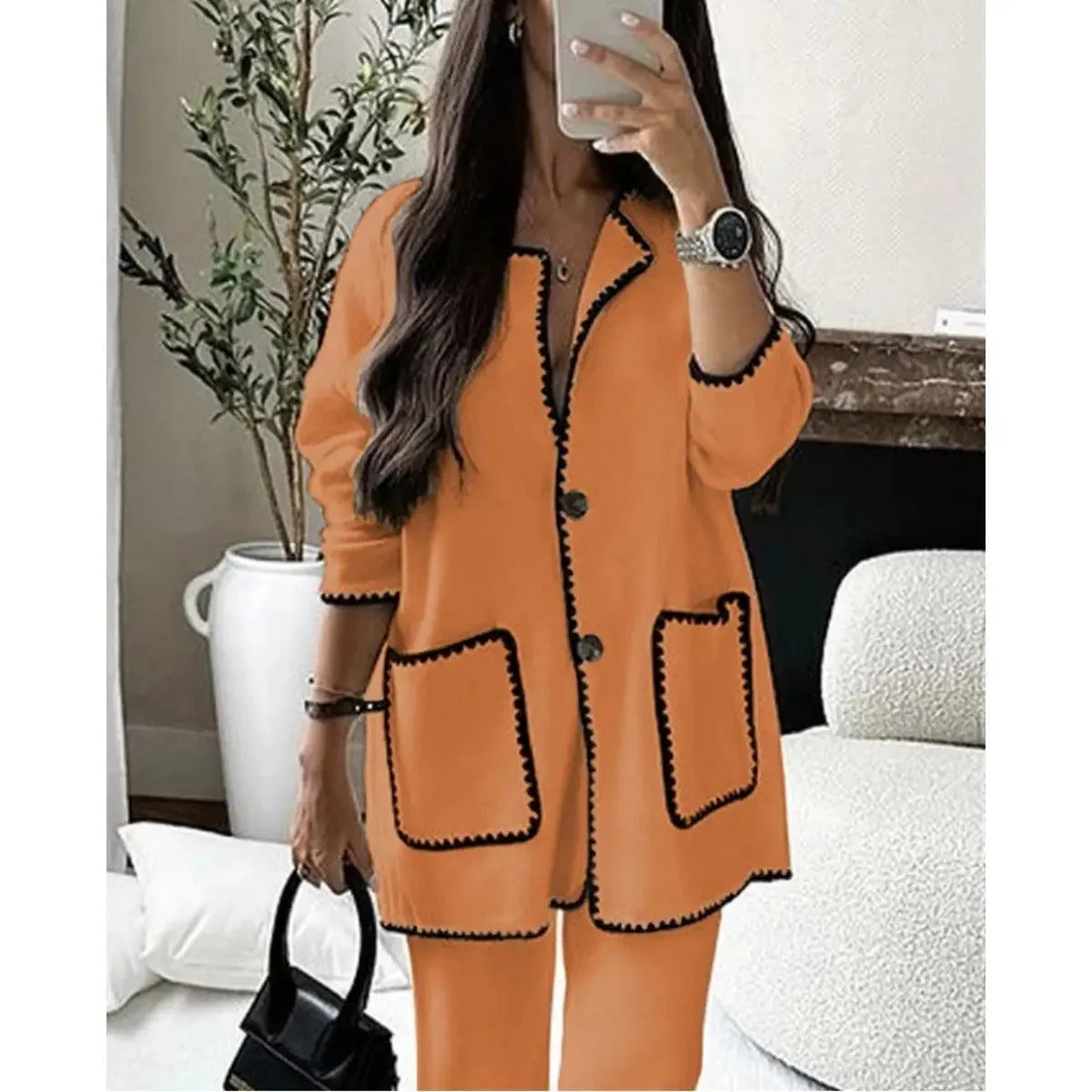 MS004  Fall Chunky Knit Cardigan Sweaters Casual Open Front Set - Image 9