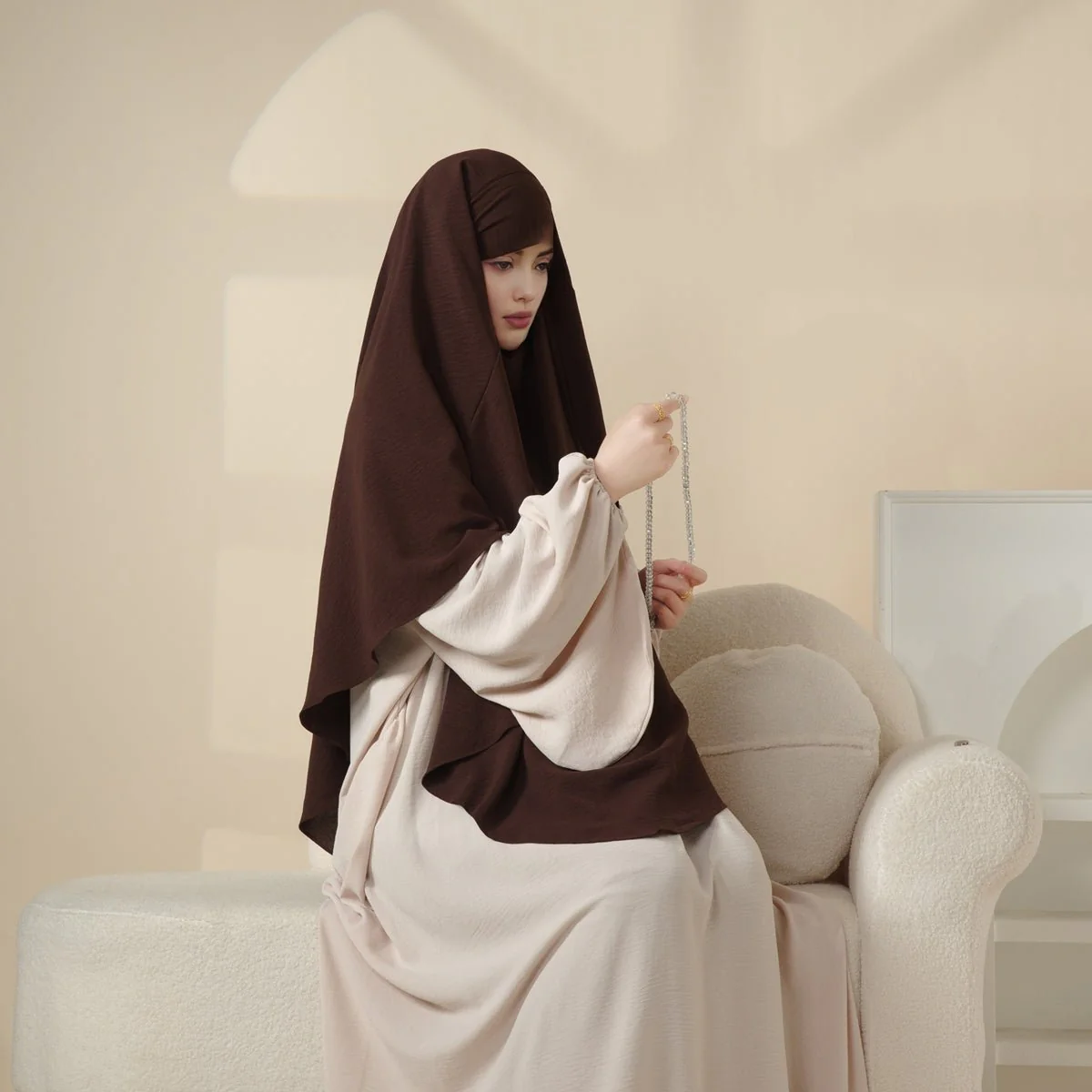 New Crepe 1-Layer Khimar | Soft Crepe Material Khimar (MK009) - Image 17