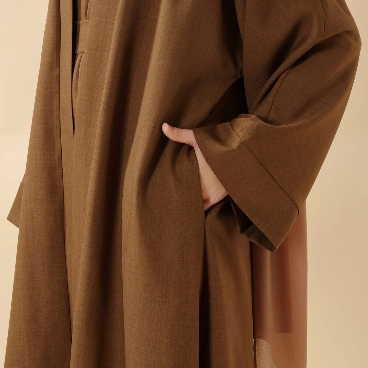 Plain Linen Abaya 3-Piece Set (MOA016) - Image 3