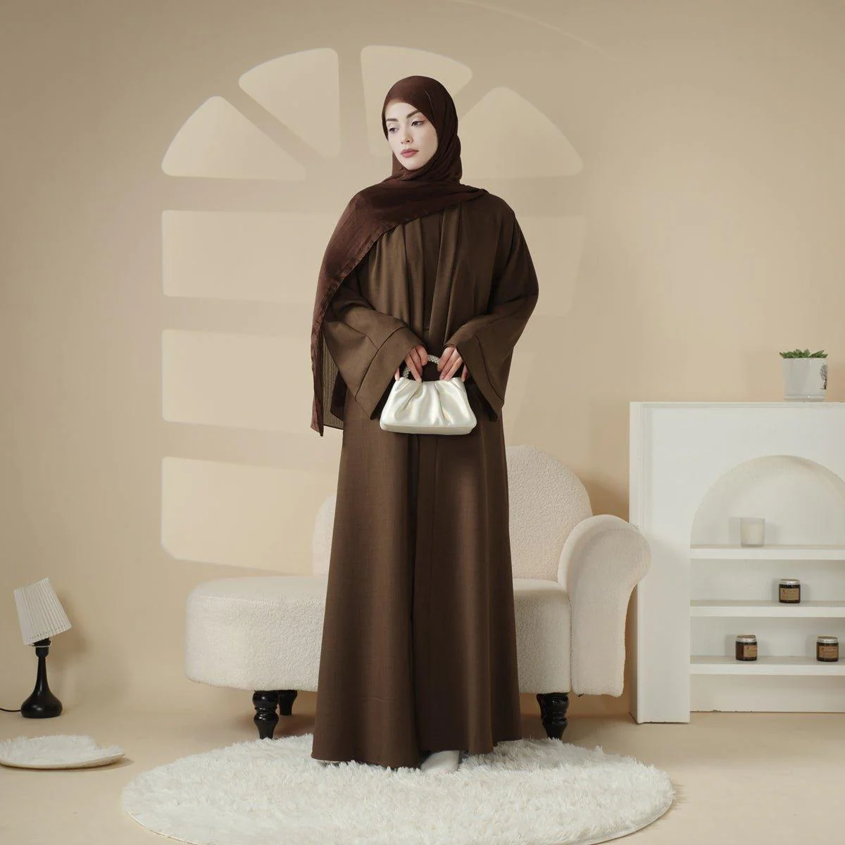 Plain Linen Abaya 3-Piece Set (MOA016) - Image 8
