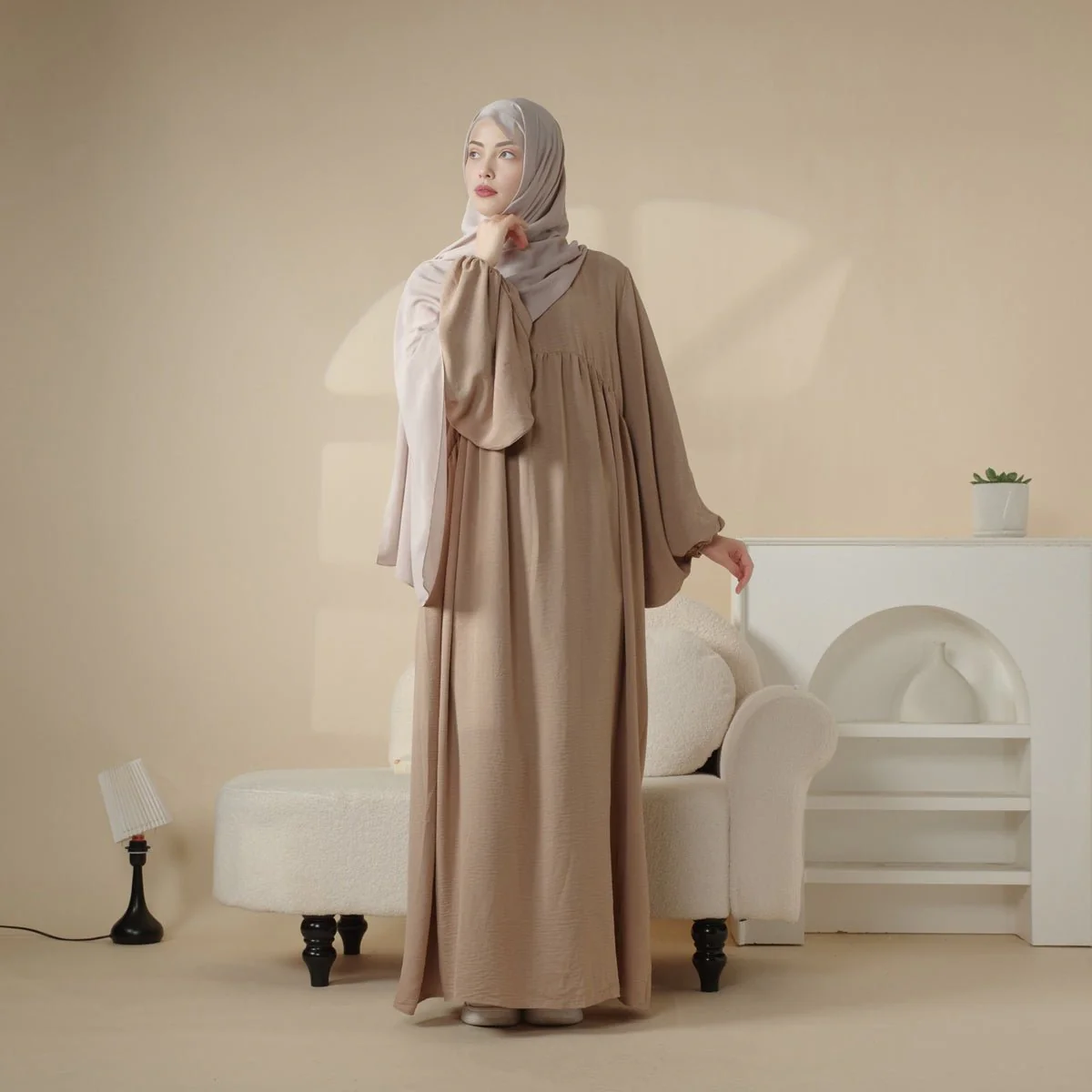 Reversible Abaya Made With Crepe Fabric (MA035) - Image 5