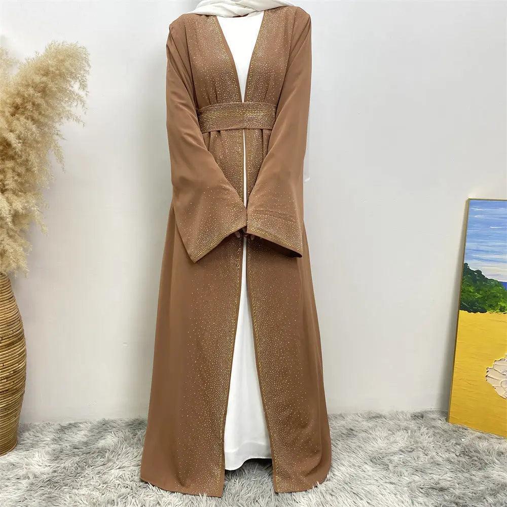 Rhinestones Open Abaya With Side Pockets (MOA046) - Image 26